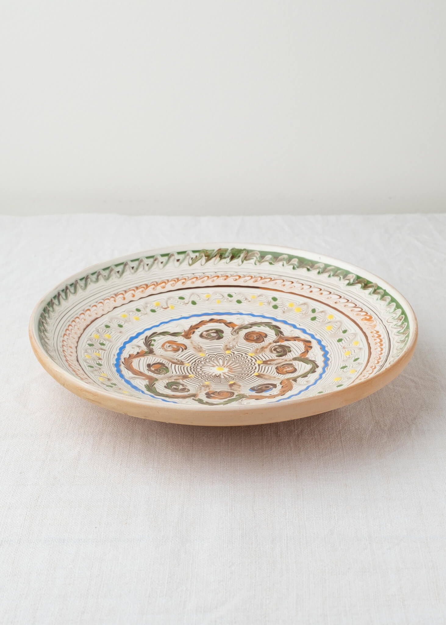 Horezu Deep Plate - Ecru/Sage/Lemon