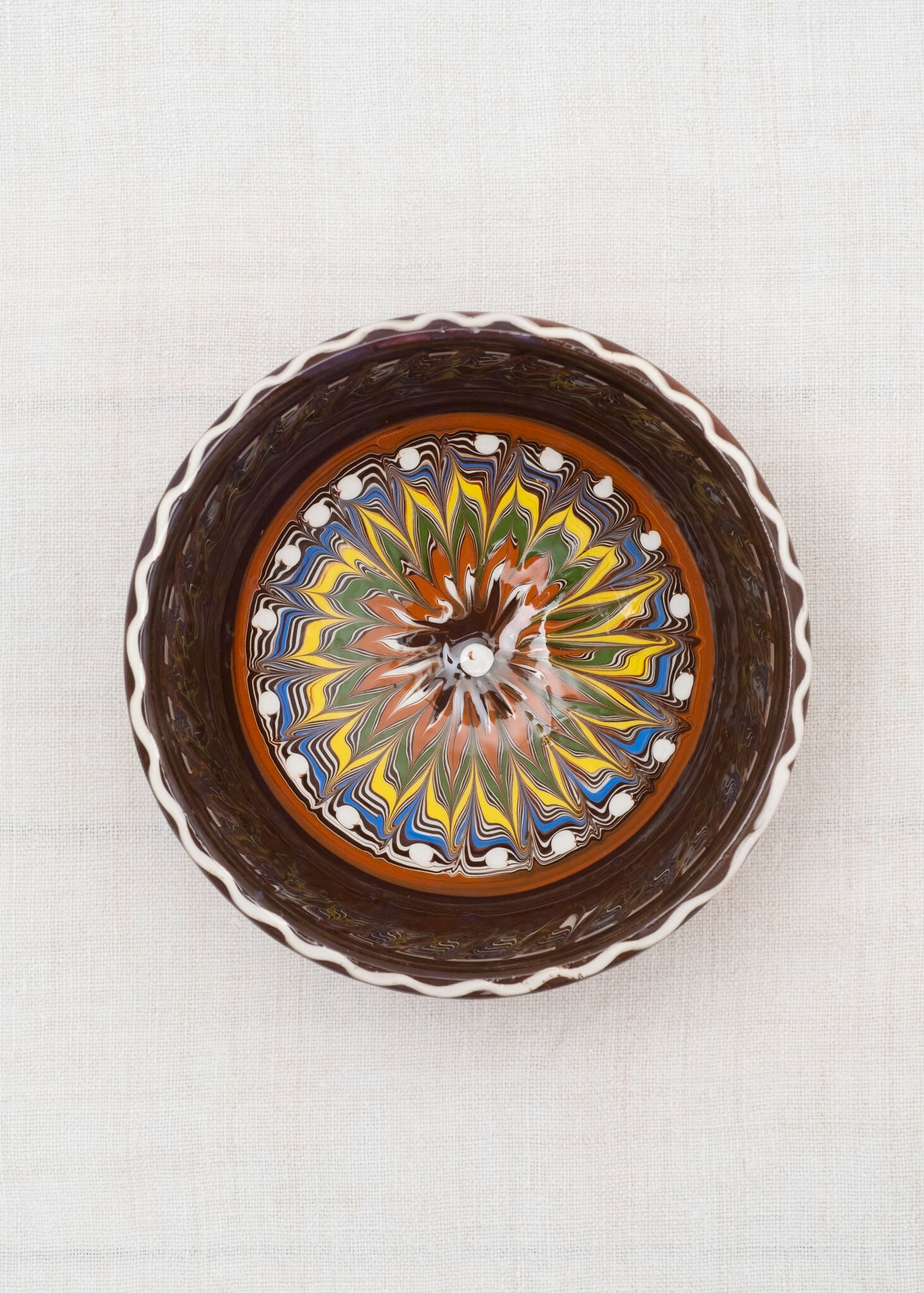 Horezu Hand Painted Deep Soup Bowl - Chocolate