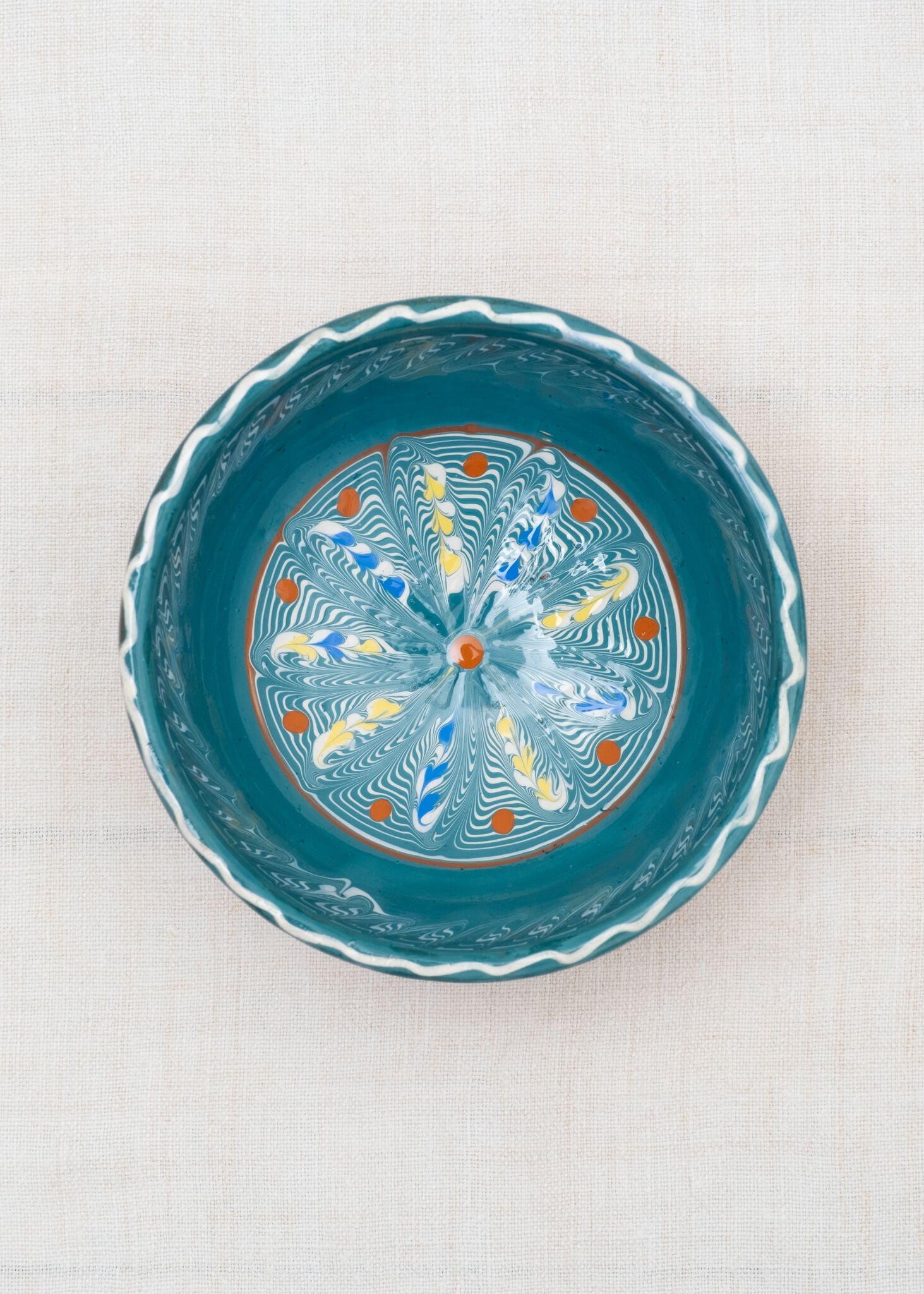 Horezu Hand Painted Deep Soup Bowl - Teal