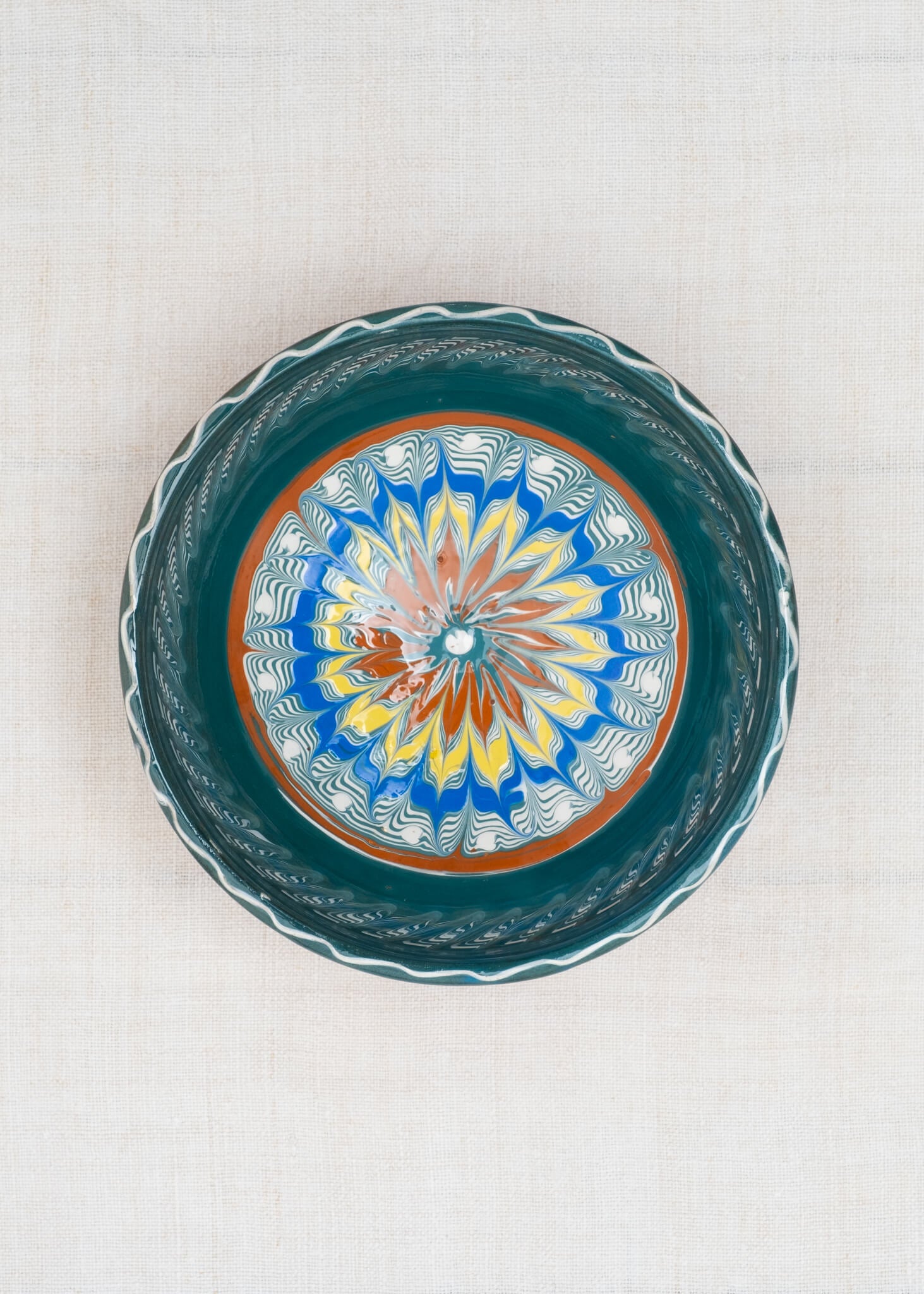 Horezu Hand Painted Deep Soup Bowl - Teal
