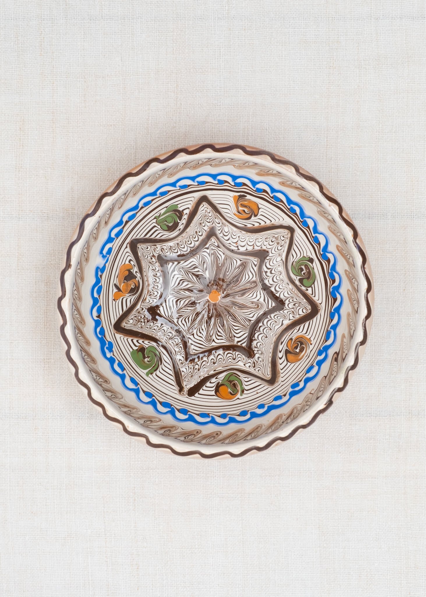 Horezu Hand Painted Deep Soup Bowl - Ecru