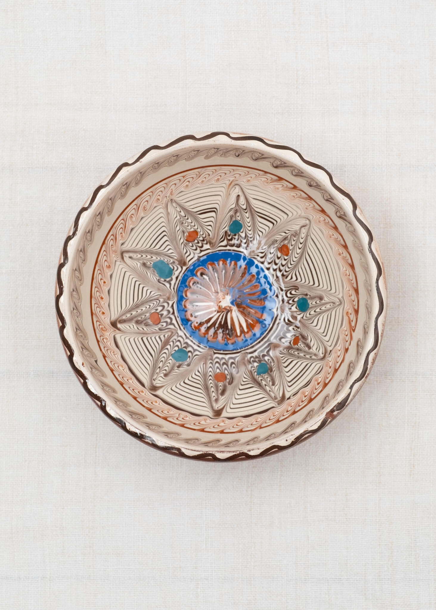 Horezu Hand Painted Deep Soup Bowl - Ecru