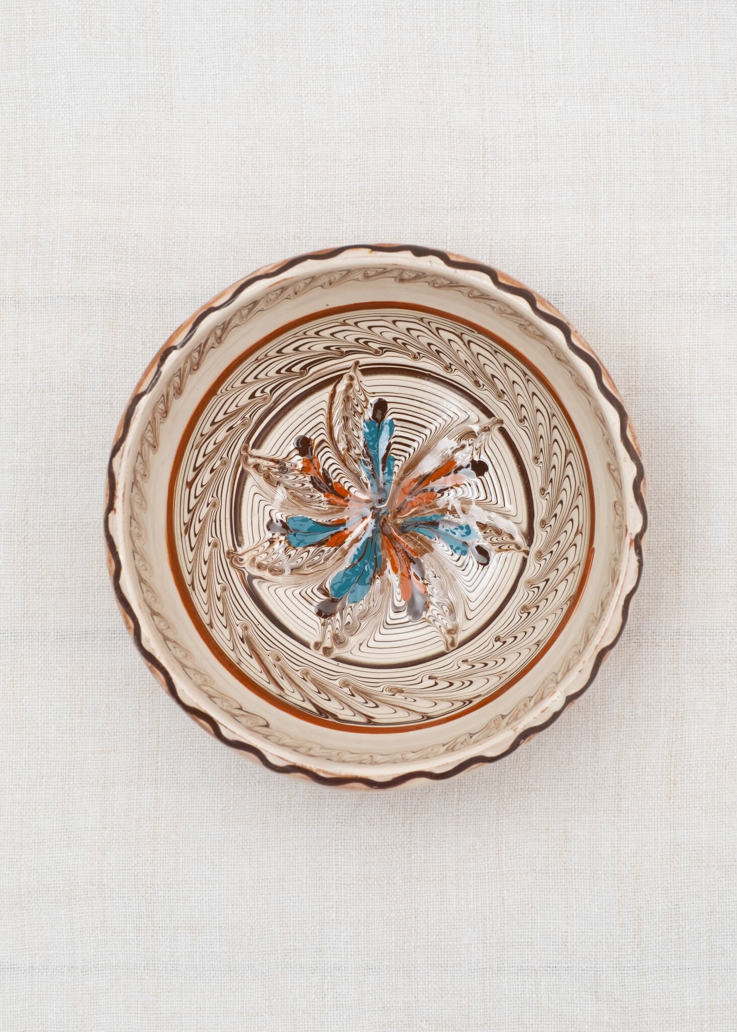 Horezu Hand Painted Deep Soup Bowl - Ecru