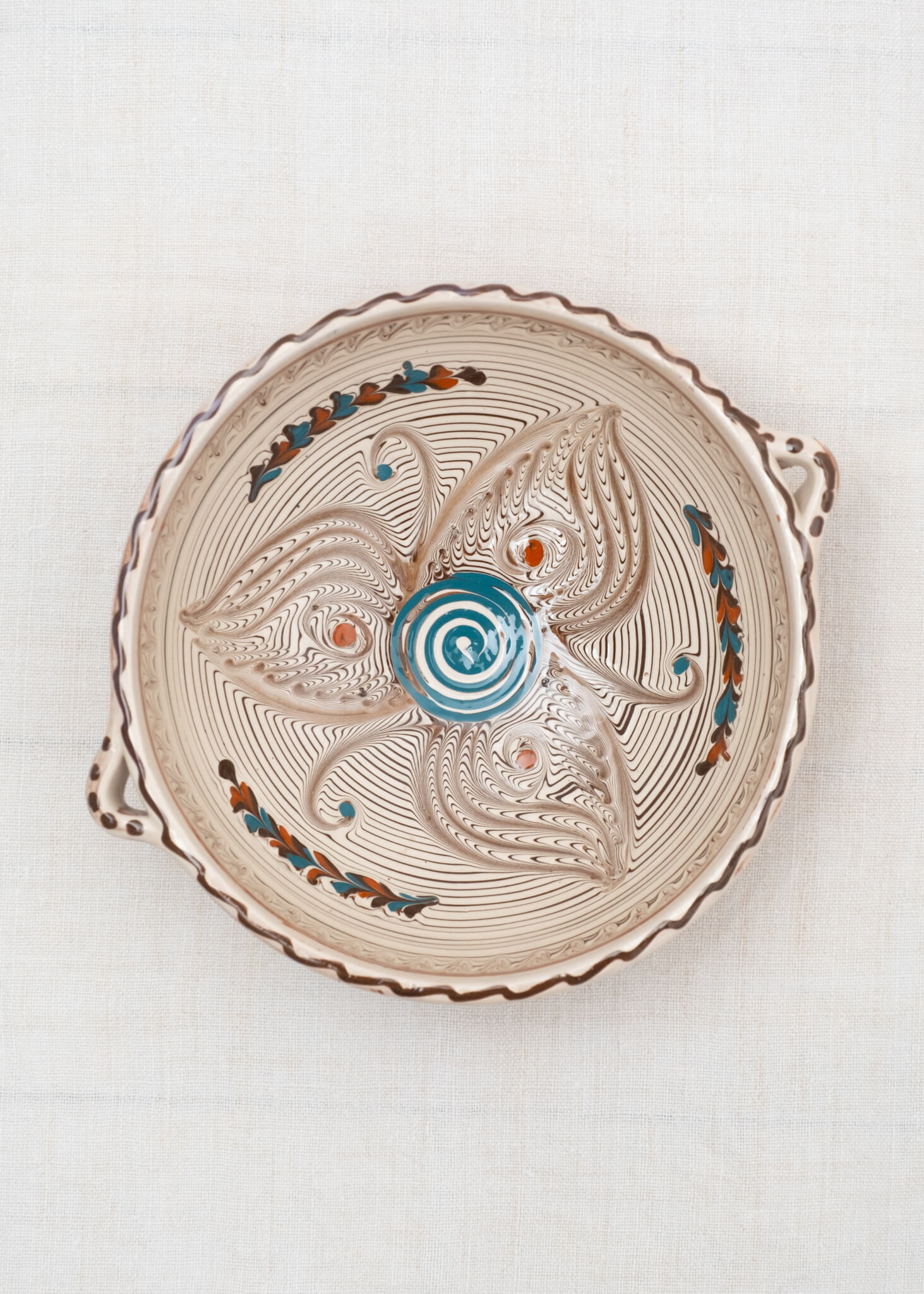 Horezu Salad Bowl - Ecru/Blue/Sage