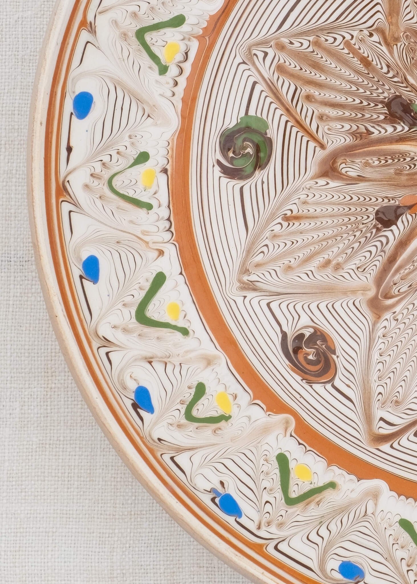 Horezu Deep Plate - Ecru/Tan/Sage