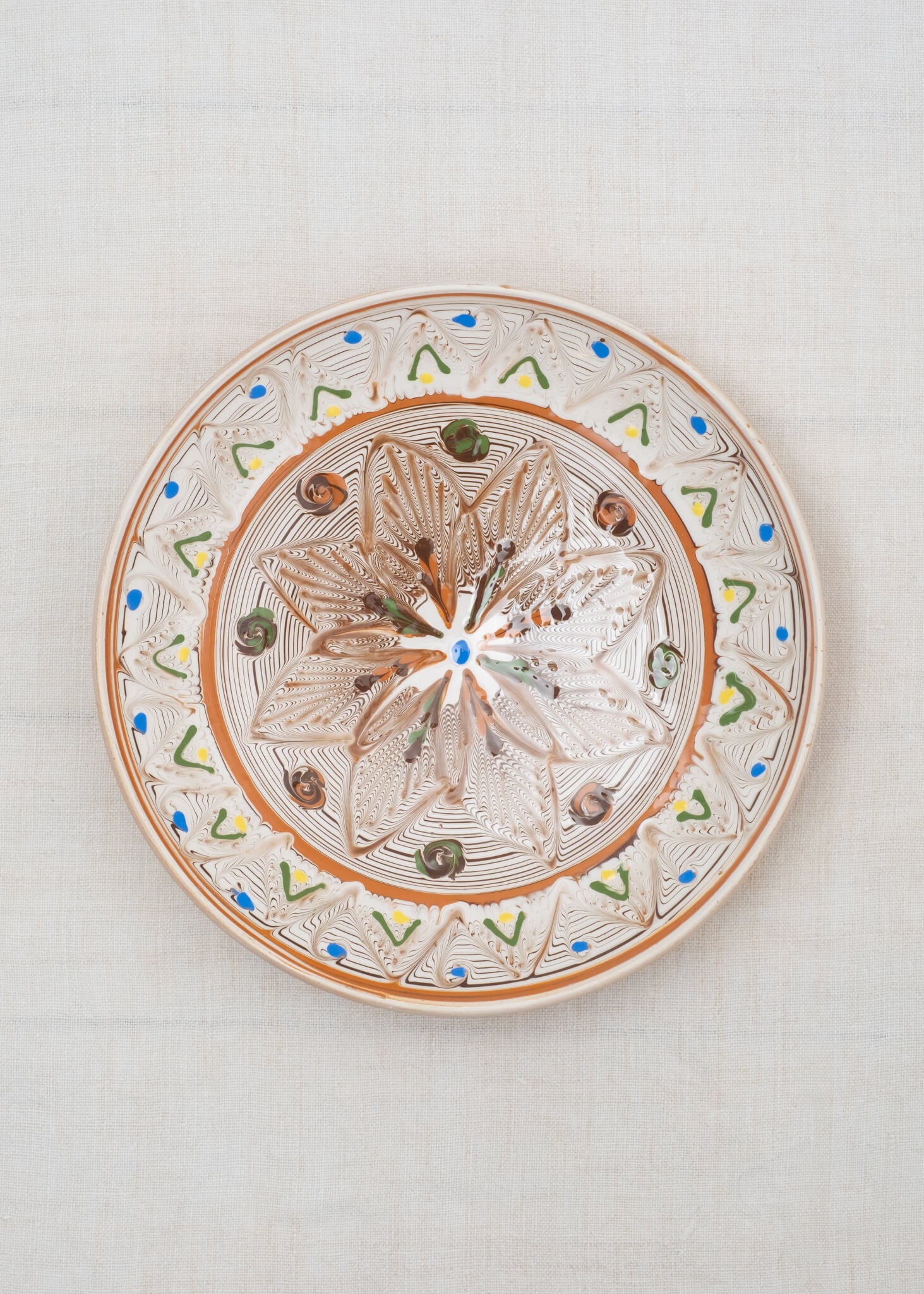 Horezu Deep Plate - Ecru/Tan/Sage