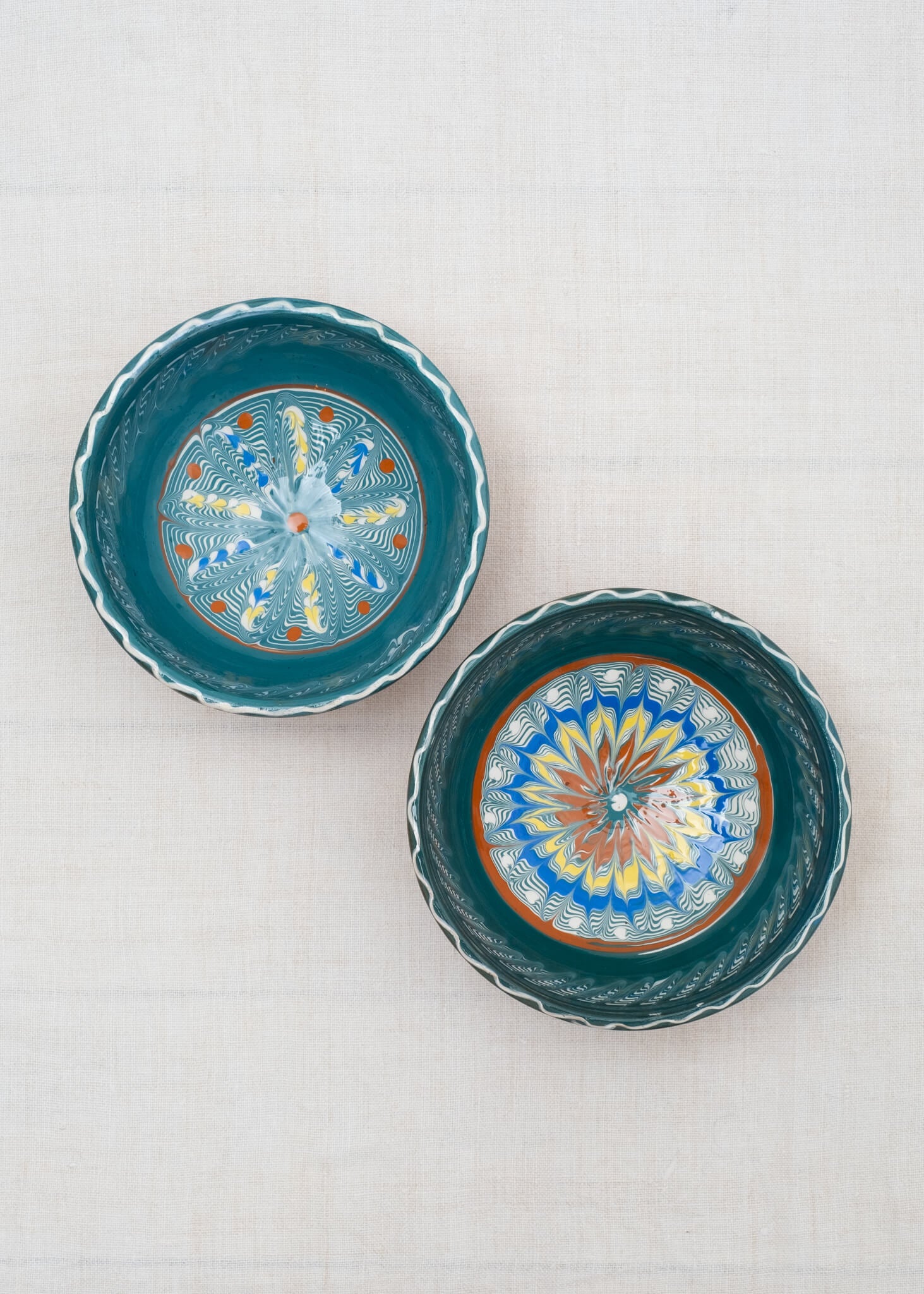 Horezu Hand Painted Deep Soup Bowl - Teal
