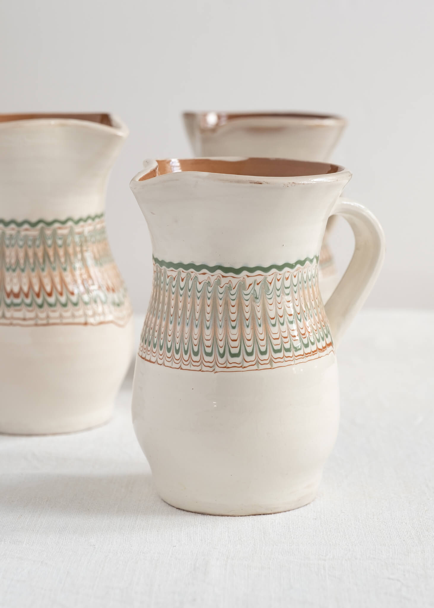 Horezu Hand Painted Large Ecru Jug