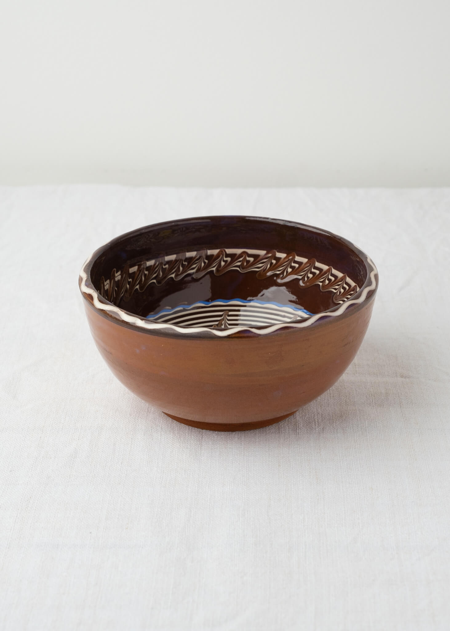 Horezu Hand Painted Deep Soup Bowl - Chocolate