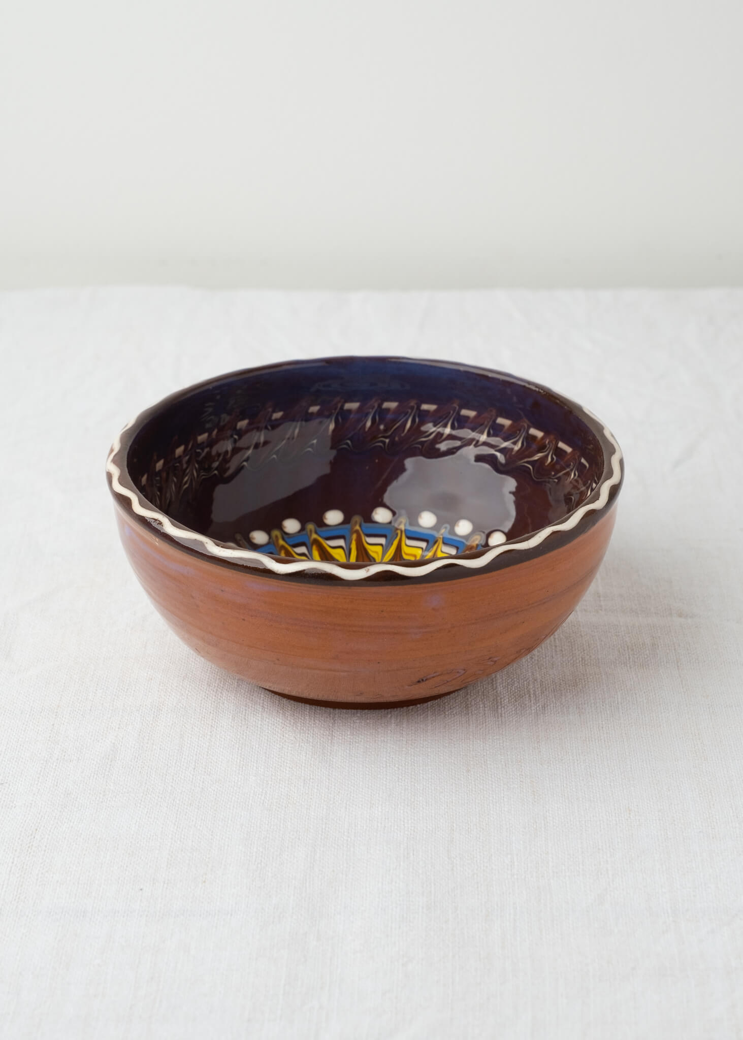 Horezu Hand Painted Deep Soup Bowl - Chocolate