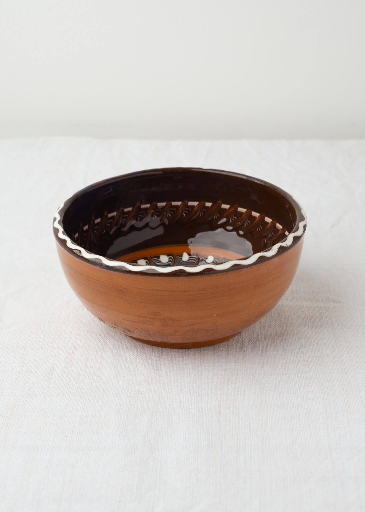 Horezu Hand Painted Deep Soup Bowl - Chocolate