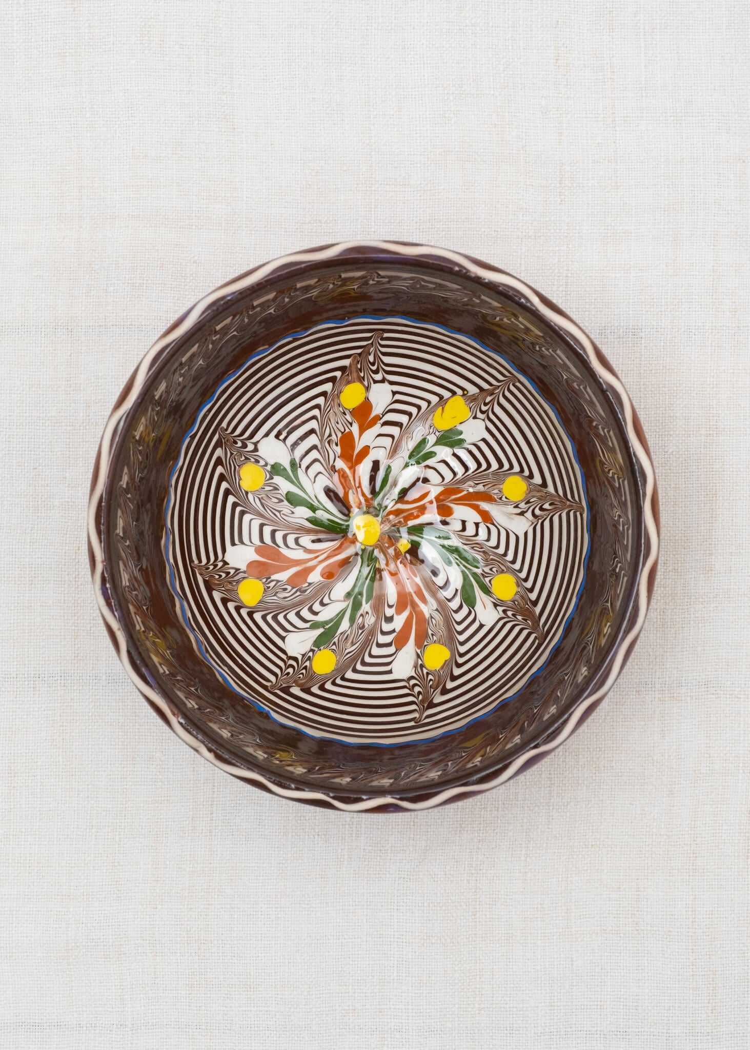 Horezu Hand Painted Deep Soup Bowl - Chocolate